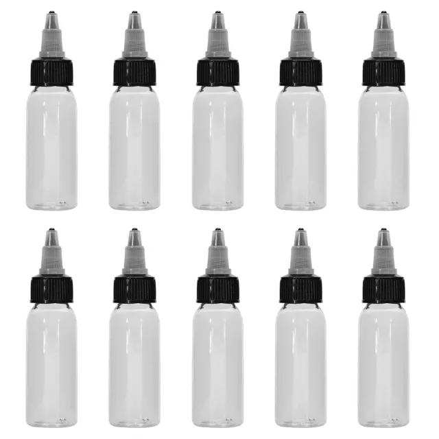 30ml New White Twist Cap Empty Plastic Tattoo Ink Pigment Clear Bottle (10Pcs)