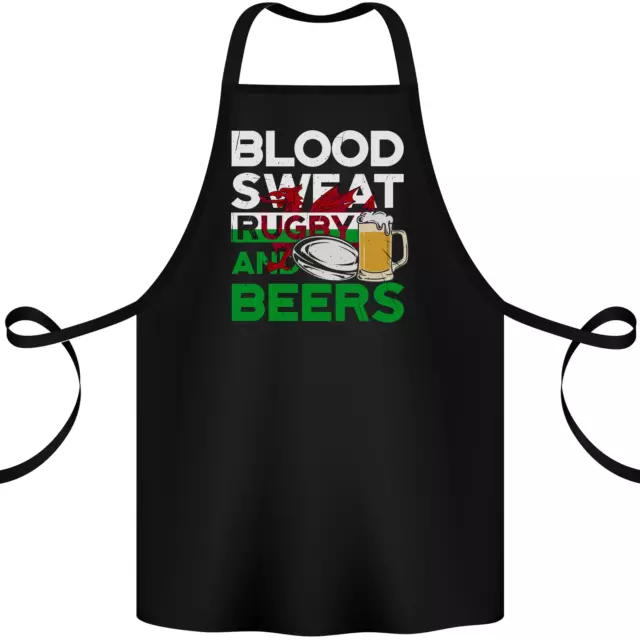 Blood Sweat Rugby and Beers Wales Funny Cotton Apron 100% Organic