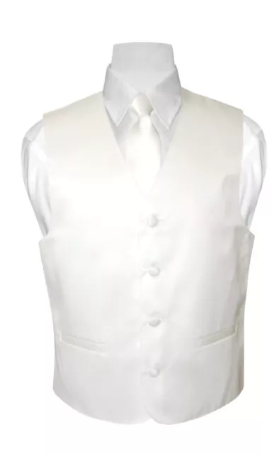 BOY'S Dress Vest & NeckTie Solid WHITE Color Neck Tie Set for Suit or Tux size 8