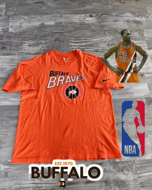 NIKE BUFFALO BRAVES Throwback T shirt Size L Orange LA Clippers