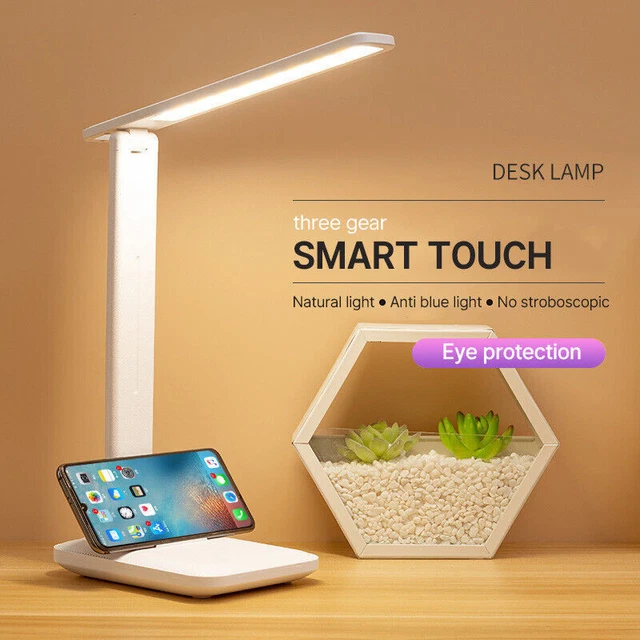 Dimmable LED Desk Light Touch Sensor Table Bedside Reading Lamp USB Rechargeable