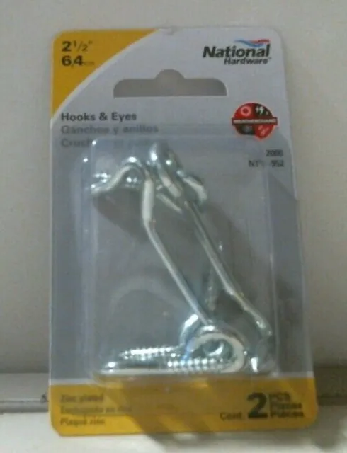 National Hardware N117-952 Hooks And Eyes 2-1/2" Steel Zinc Plated FREE SHIP