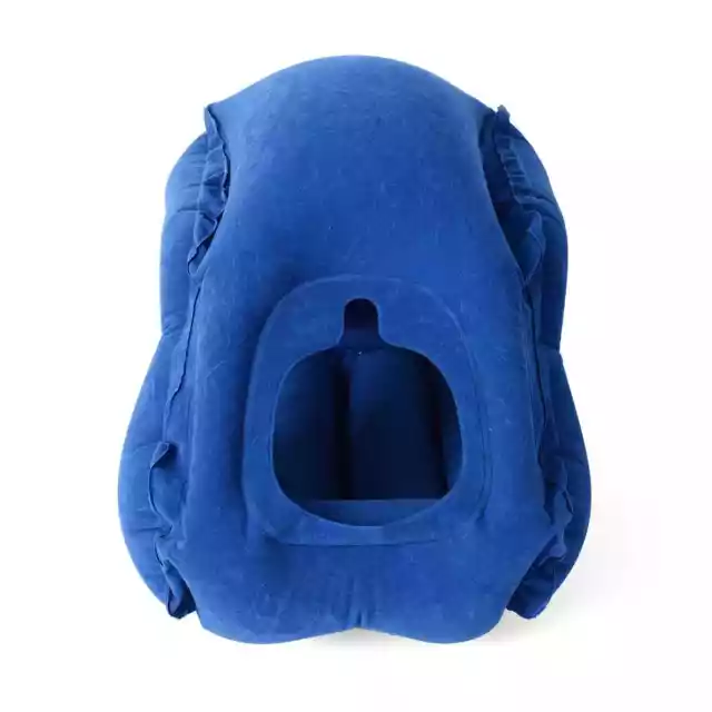 Inflatable Travel Soft Pillow Travelling Accessories for Comfort Relaxing- Blue