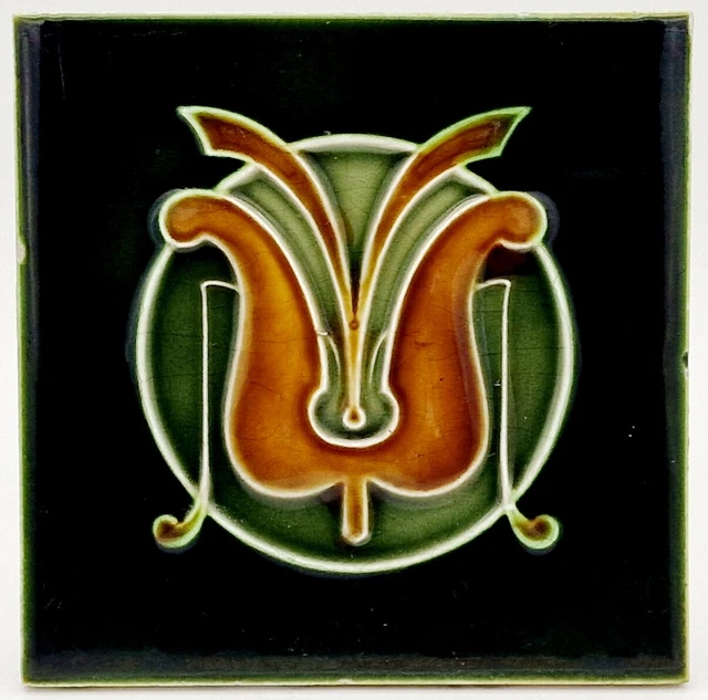 Antique Tile Art Nouveau Majolica by Henry Richards C1905 AE5