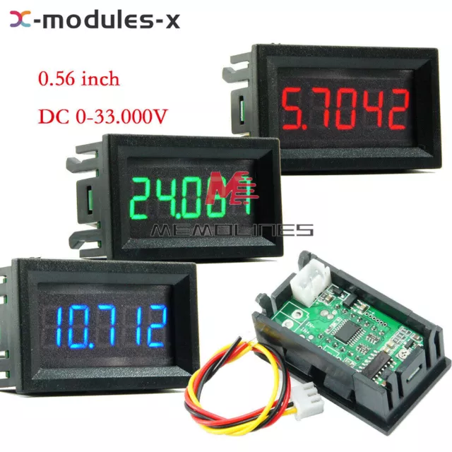 DC0-33V 0.36 inch LED Display 3 Wire 5 Digit High-precision Voltmeter 3 Color US 2