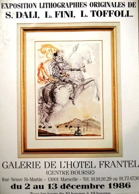 Salvador Dali ancienne affiche d'exposition L. Fini Toffoli Galerie Frantel 86