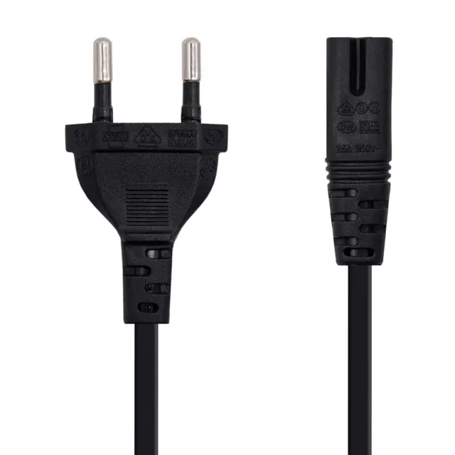 Cable De Alimentación Para Cargadores En Forma De 8 Negro 1.5M 2