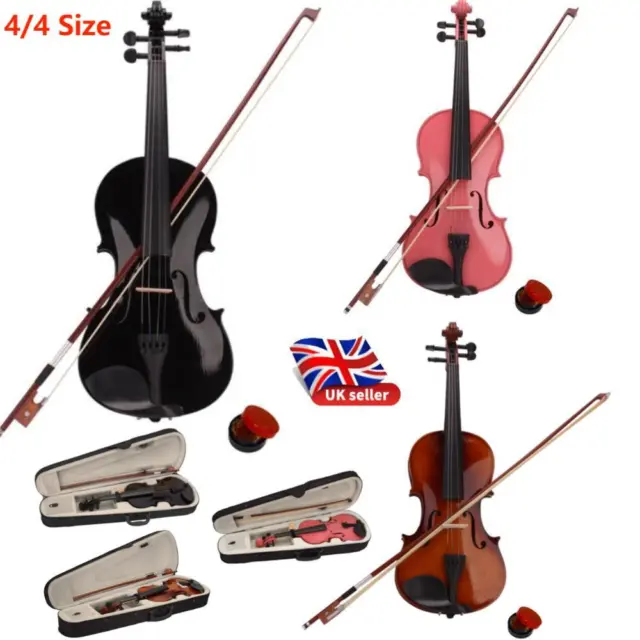 4/4 Full Size Acoustic Violin Fiddle Set for Beginners w/ Carry Case+Bow+Rosin