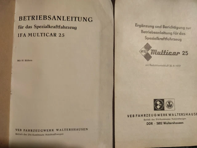 Betriebsanleitung Für Spezialkraftfahrzeug Multicar M25 Betriebsanleitung Für Spezialkraftfahrzeug Multicar M25