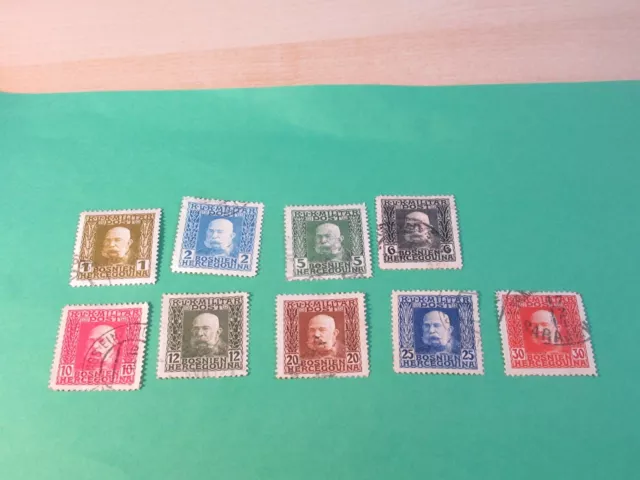 Bosnien Hercegovina Bosnia 9 Stamp Lot Used Issued 1910 - 14 Franz Militar Post