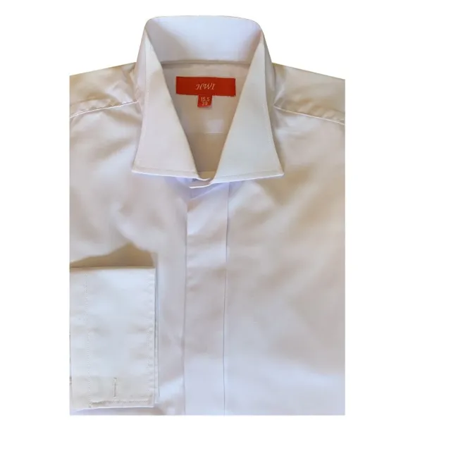 Camicia da uomo bianca vittoriana colletto ad ala su misura - matrimonio/formale