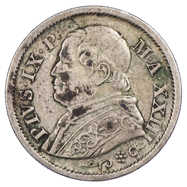 Vatikan 10 Soldi 1868 Silber Pius Ix Rome KM.1376 Münze Staaten Päpstliche