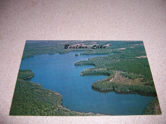 1970s AERIAL-VIEW, BOULDER LAKE, BOULDER JUNCTION, WI. VTG PHOTO POSTCARD