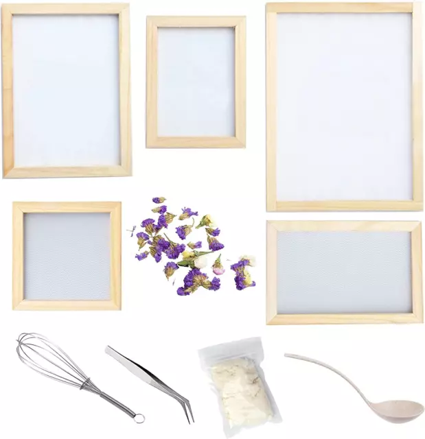 11 Pack Paper Making Screen Kit Include 5 PCS Wooden Paper Making Mold Frame New