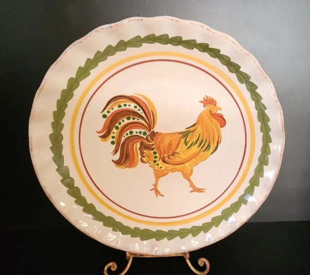Williams Sonoma 9” Tuscan Rooster Plate Hand Painted Made in Italy 2010 set of 2