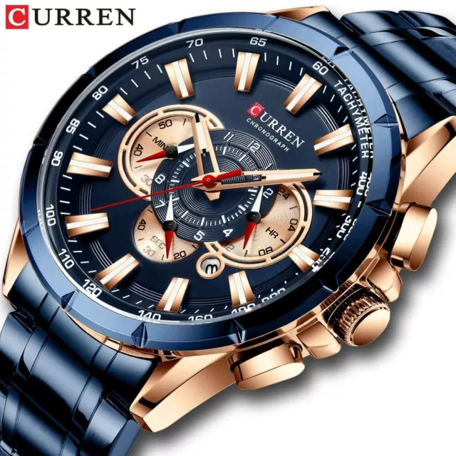 Curren Men’s Watches Top Brand Luxury Chronograph Quartz Men Sport Wrist Watch