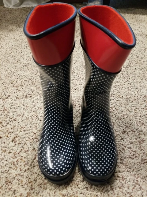 NEW Sperry Top Sider Girls Kids Pelican Navy Waterproof Rubber Rain Boots Size 1