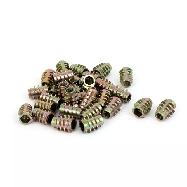 Écrou M6X15mm Alliage Douille Hexagonale À Visser Insert Fileté Bronze 30Pcs