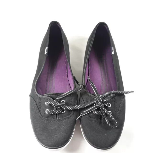 Keds Teacup Slip On Shoes Size 7 Womens Black Lace Up Skimmer Sneakers