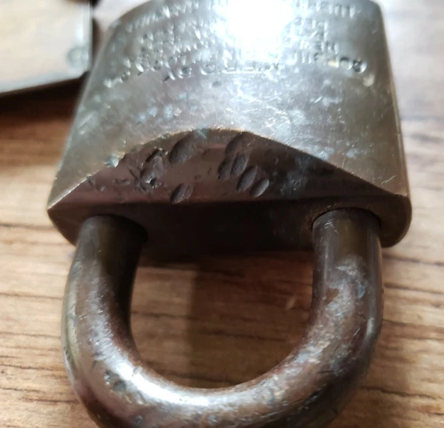 Vtg Mining Explosive Powder House Brass Key Tag Pad Lock Gold Mine 3