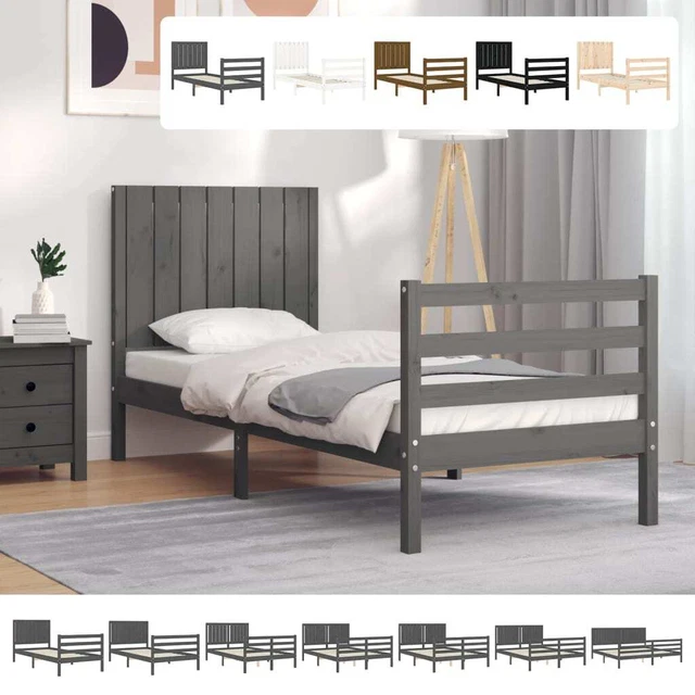 BED FRAME WITH Headboard Black Super King Size Solid Wood vidaXL £170.