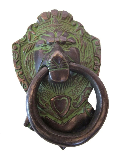 Ancien Style Laiton Porte Heurtoir - Lion - Entièrement - Noir (5245)