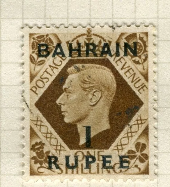 BAHRAIN; 1948 early GVI surcharged issue fine used 1r. value