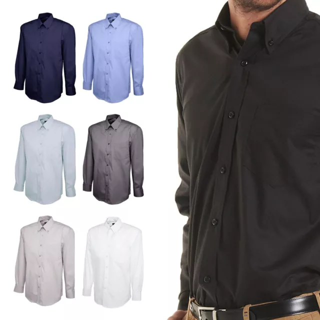 Mens Long Sleeve Shirt Button Up Oxford - BUSINESS CASUAL FORMAL WRINKLE FREE