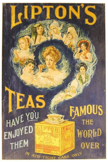 Lipton's Teas Advert Famous the World Over Vintage Retro Style Metal Sign Plaque