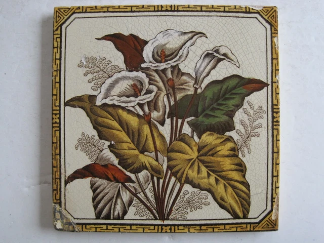 Antique Victorian Print And Tint Wall Tile - C1887 - Decorative Art Tile Co #N85