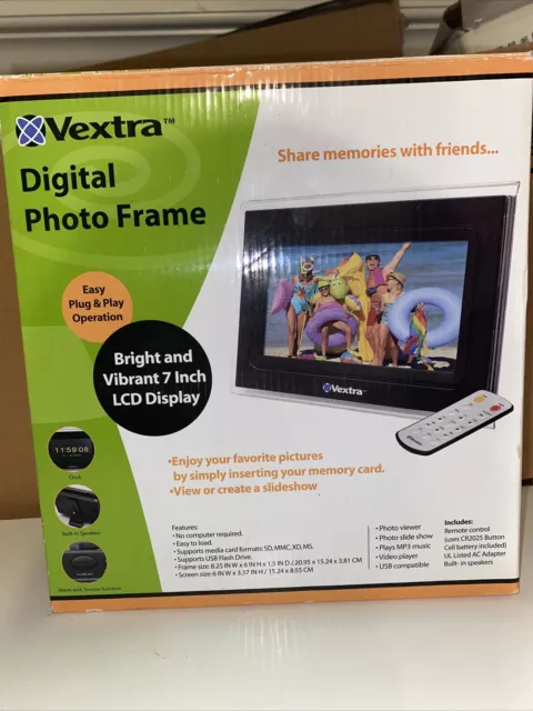 vextra digital photo frame new open box 7inch LCD Display With Remote