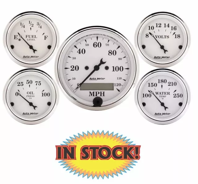 AutoMeter 1602 - Old Tyme White Electric 5 Gauge Kit - 3-1/8"