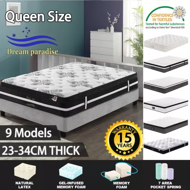 QUEEN Mattress *7 Zone Pocket Spring Mattress Latex Foam EuroTop *Chiro Endorsed