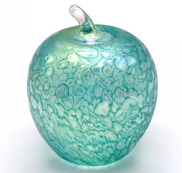 John Ditchfield Glasform Small  2” Art Glass Iridescent  Small Glass Apple