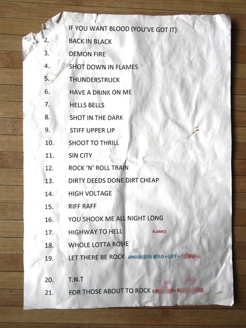 AC/DC SET LIST (London) Pwr/Up Tour 2024 £15.00 - PicClick UK