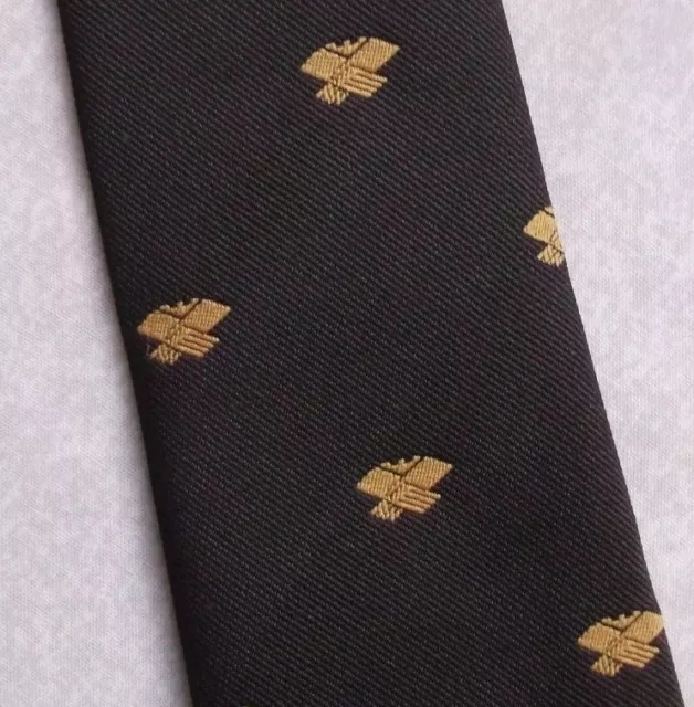 Tie Necktie Vintage Mens Crested Club Association BROWN GOLD