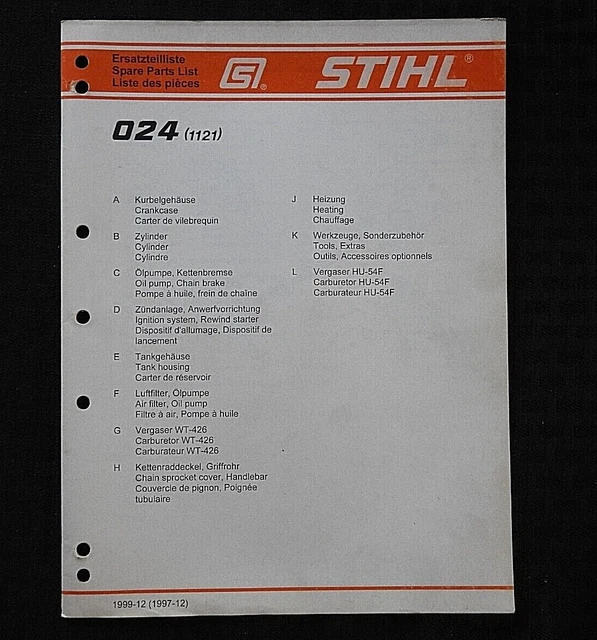 GENUINE STIHL 024 Chainsaw Parts List Catalog Manual Original £19.66 ...