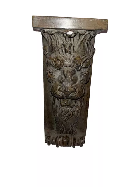 Large Lion Face Scroll Corbel Bracket  Shelf Architectural Accent Resin 16”