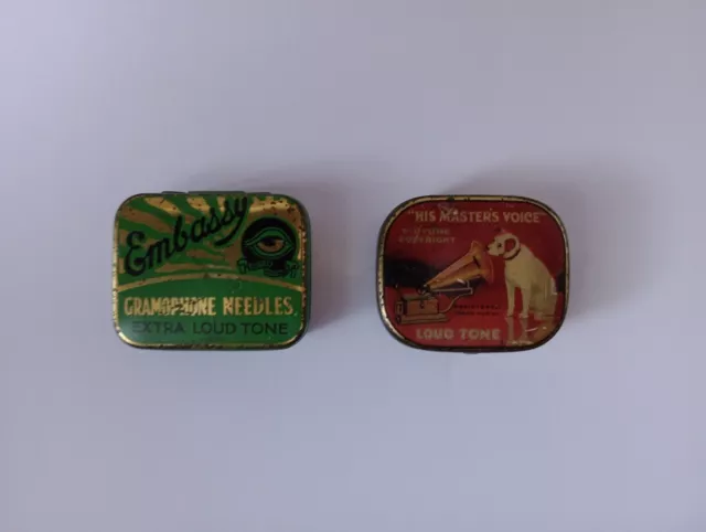 Gramaphone Tins and Needles (2) - His Master's Voice & Embassy