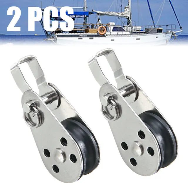 2PC 25MM 316 Stainless Steel Pully Single Wheel Swivel Pulley Block Boat Tools