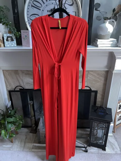 RACHEL PALLY red maternity long sleeve jersey fabric maxi dress sz M