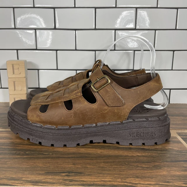 Skechers Jammers Throwback Womens Size 10 Shoes Brown Fisherman Platform Sandals