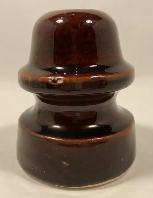 Vintage Ceramic/Porcelain Brown Glazed Electrical Insulator Cover