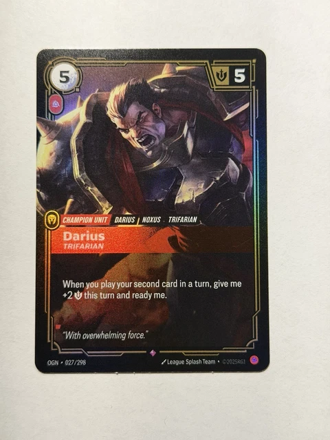 RIFTBOUND: LEAGUE OF Legends Origins DARIUS TRIFARIAN Rare Foil #027/ ...