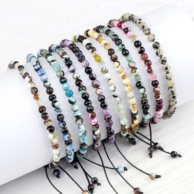 Bracelet Sur Mesure En Perles De Jaspe Unakite 4mm Et Laiton - Fait Main, Neuf