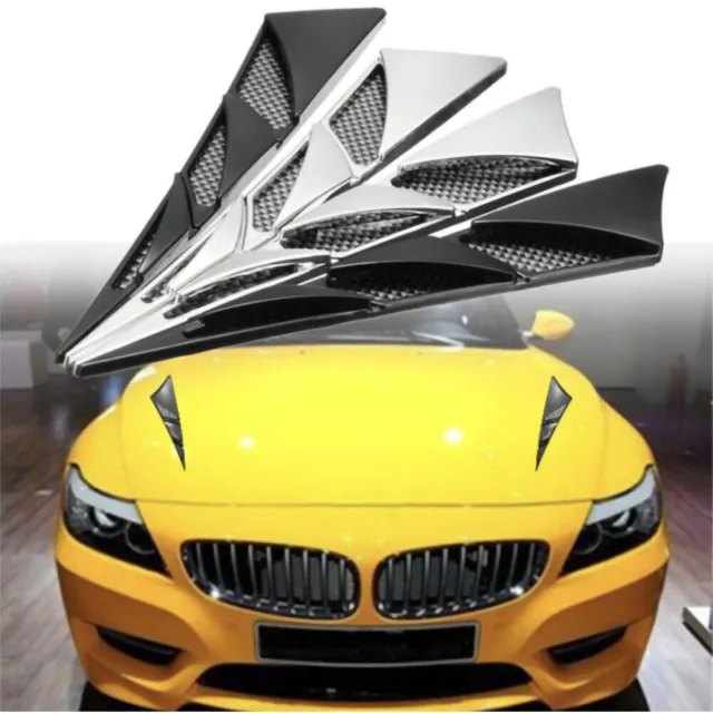 2x Car Air Flow Intake Scoop Bonnet Simulation Vent Cover Hood Decoration ，