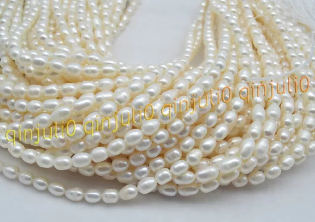 Real Natural 7-8mm Akoya Freshwater Cultured Rice White Pearl Loose Beads 15" AA