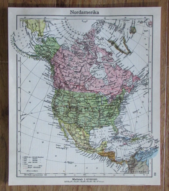 NORDAMERIKA UNITED STATES Canada - alte Karte Landkarte aus 1922 old