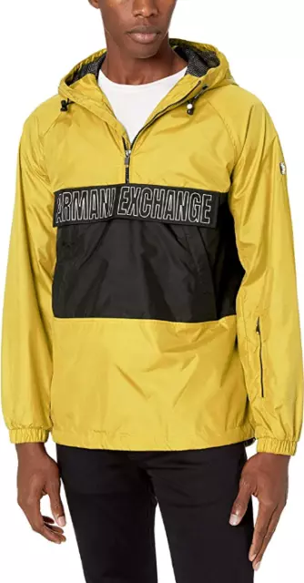 ARMANI EXCHANGE Men's Blouson Jacket with one Middle Pocket, Yellow/Black [XL]