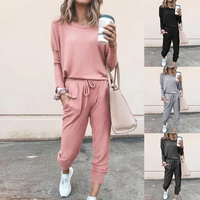 Women Pants Lounge Wear Ladies Hoodies Suit Loungewear+Tracksuits Set (2Pcs) Top